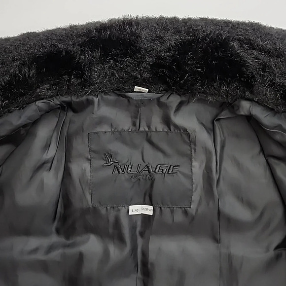 Nuage Women's Down Black Quilted Winter Coat Faux Fur Collar Cuffs Size Large - Picture 4 of 12